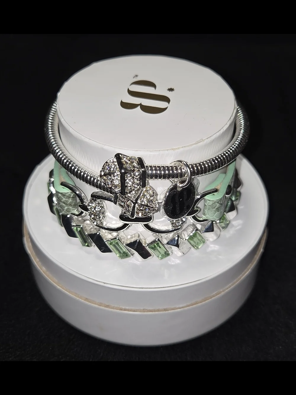 💎Silver Charm Bracelet with Mint Green Accents💎